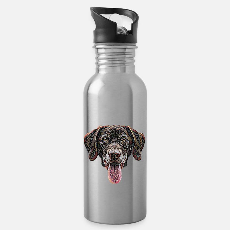 Schokolade Labrador Retriever Gesicht - Trinkflasche mit integriertem Trinkhalm - Lightsilver