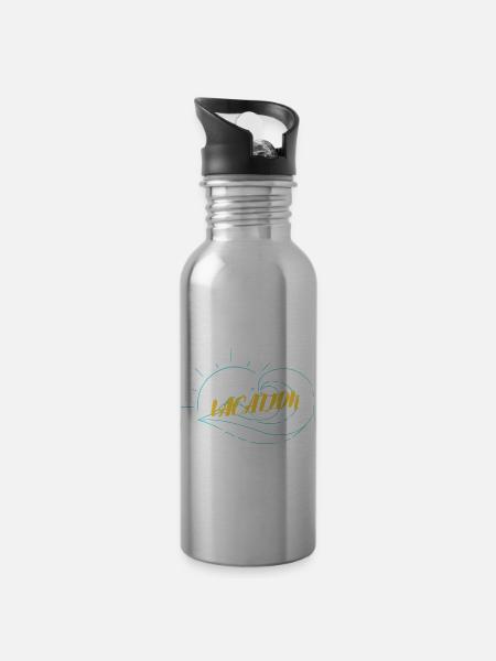 Urlaub - Urlaubszeit - Trinkflasche mit integriertem Trinkhalm - Lightsilver