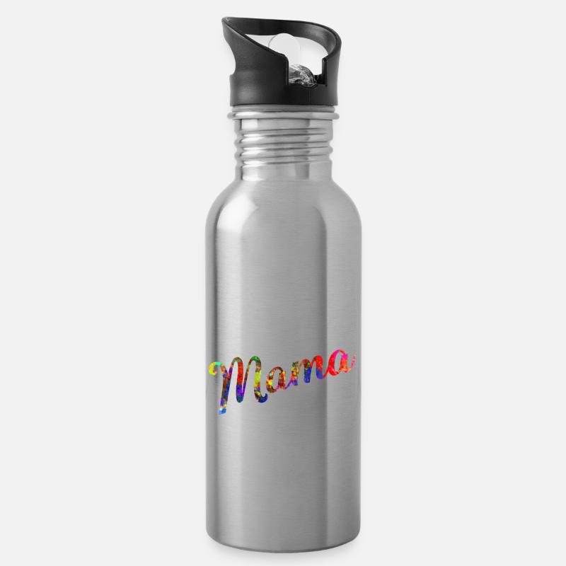 Keeshond Keeshond Mama - Water bottle with straw - silver