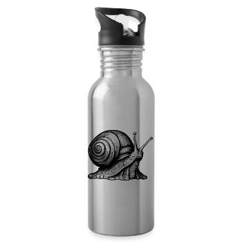 Schnecke / Tier / kriechen / Schleimig / langsam - Trinkflasche mit integriertem Trinkhalm - Lightsilver - Rechts