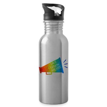 Laut gegen rechts Nr 01 - Trinkflasche mit integriertem Trinkhalm - Lightsilver - Rechts