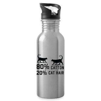 80% Cotton 20% Cat Hair funny Cats Sayings - Water bottle with straw - silver - Right