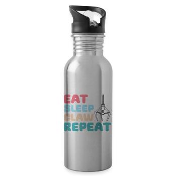 eat sleep claw repeat Design for a fan of claw - Water bottle with straw - silver - Right