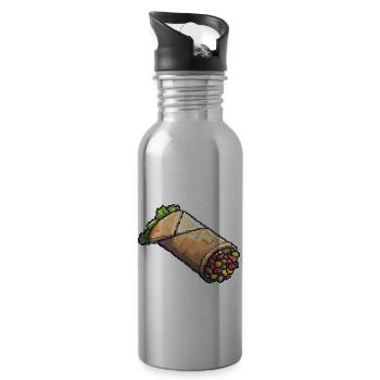 Burrito Pixel Symbol - Trinkflasche mit integriertem Trinkhalm - Lightsilver - Rechts