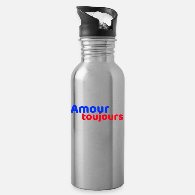 Amour Toujours - Gourde avec paille intégrée - argent clair