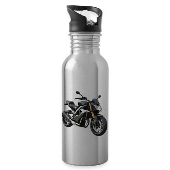 Stickers Motard - Design Moto - Gourde avec paille intégrée - argent clair - Droite