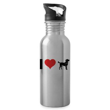 J’aime les chiens - Cute Pet Design - Gourde avec paille intégrée - argent clair - Droite