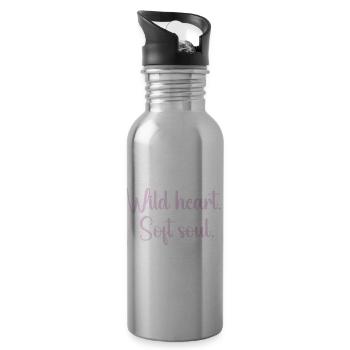 Wild Heart Gentle Soul - Water bottle with straw - silver - Right