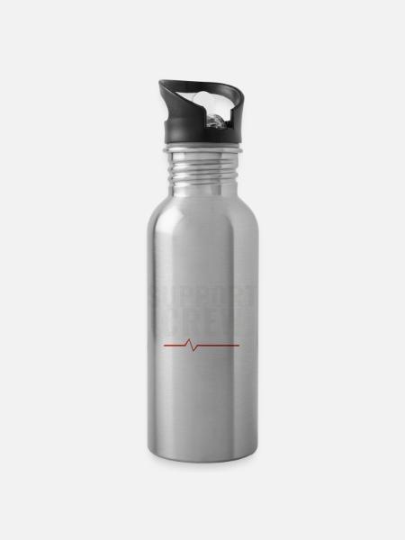 Support Crew Marathon Run Team Motivation Sports - Water bottle with straw - silver