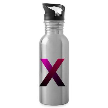 Colorful X - Water bottle with straw - silver - Right