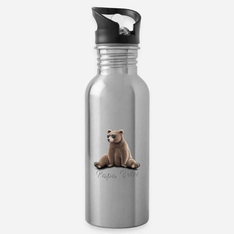 Grizzly Bear avec des lunettes de soleil. - Gourde avec paille intégrée - argent clair