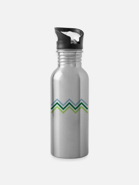Graphic pattern - Great gift idea - Water bottle with straw - silver