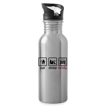 Eat Sleep Landy - Water bottle with straw - silver - Right