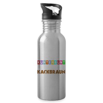 Lieber Kunterbunt Als Kackbraun Gegen Rechts - Trinkflasche mit integriertem Trinkhalm - Lightsilver - Rechts