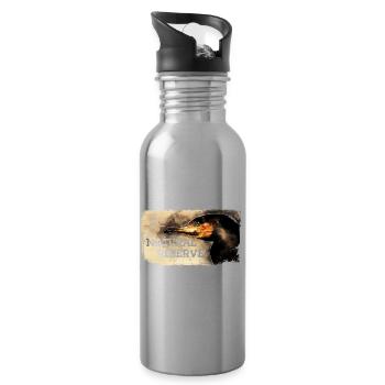 Serie "NATURSCHUTZGEBIET" - Kormoran - Trinkflasche mit integriertem Trinkhalm - Lightsilver - Rechts