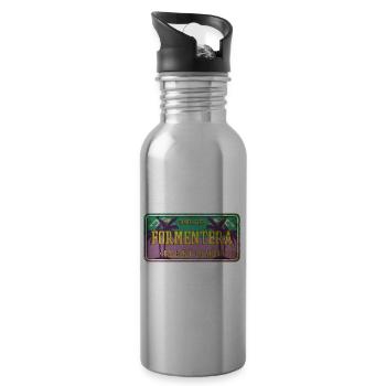 Formentera Sommer Sonne Strand Meer Palmen Urlaub - Trinkflasche mit integriertem Trinkhalm - Lightsilver - Rechts