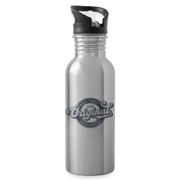 Original Denim Qualität Retro Vintage Blau - Trinkflasche mit integriertem Trinkhalm - Lightsilver - Rechts