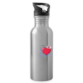 Notaufnahme Notfall Krankenschwester Erste Hilfe - Trinkflasche mit integriertem Trinkhalm - Lightsilver - Rechts