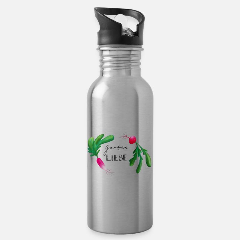 Garten Liebe - Trinkflasche mit integriertem Trinkhalm - Lightsilver