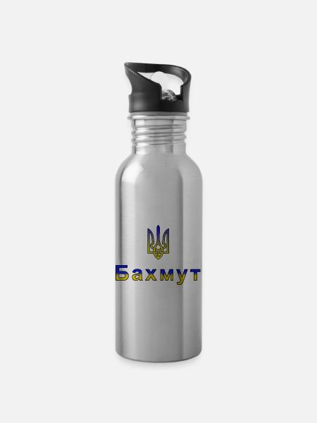 Bakhmut remains Ukraine - Water bottle with straw - silver
