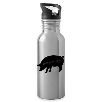 (Nutz-)tierfreund - Trinkflasche mit integriertem Trinkhalm - Lightsilver - Rechts