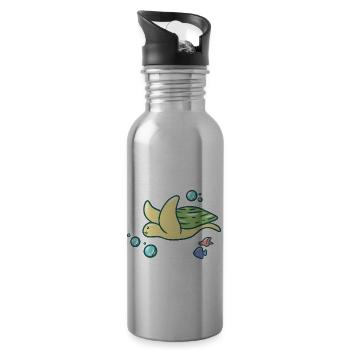 Cute turtle - Water bottle with straw - silver - Right