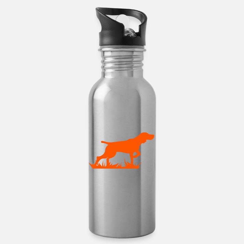 Logo de chien de chasse pour les amoureux des chiens et les maîtres-chiens - Gourde avec paille intégrée - argent clair