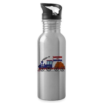 Croatia Flag Basketball Railway - Water bottle with straw - silver - Right