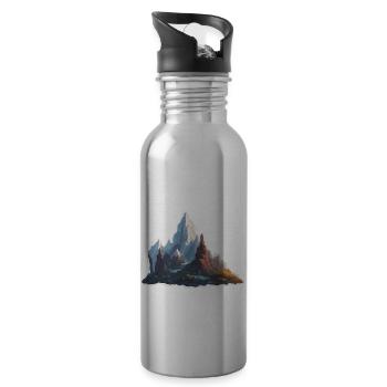 Berg / Alpen / Gipfel / Natur / Wald / Gestein - Trinkflasche mit integriertem Trinkhalm - Lightsilver - Rechts