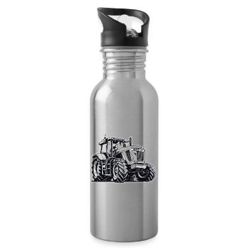 Traktor / Landwirtschaft / Bauer / Feldarbeit - Trinkflasche mit integriertem Trinkhalm - Lightsilver - Rechts