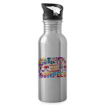 I Hate Burpees 8 - Water bottle with straw - silver - Right