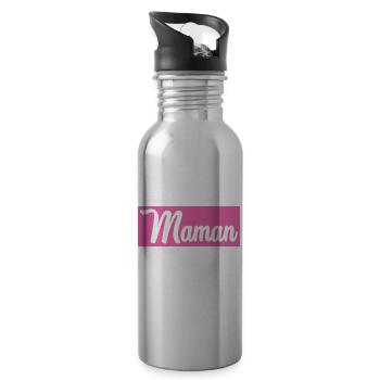 BONNE FÊTE MAMAN. MAMAN - Gourde avec paille intégrée - argent clair - Droite