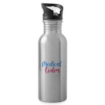 codeur médical patient type aimant Design pour un - Gourde avec paille intégrée - argent clair - Droite