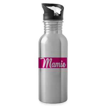 MAMIE. GRAND-MERE. FÊTE DES MÈRES. BONNE FÊTE - Gourde avec paille intégrée - argent clair - Droite
