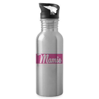 MAMIE. GRAND-MERE. FÊTE DES MÈRES. BONNE FÊTE - Gourde avec paille intégrée - argent clair - Droite
