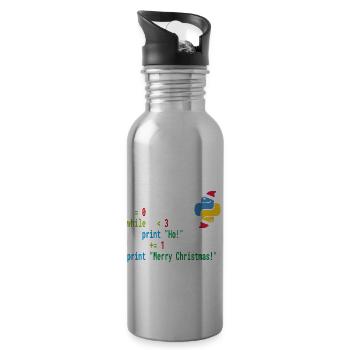 Ho! Ho! Ho! - Merry Christmas -Python Geek Design - Water bottle with straw - silver - Right