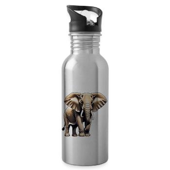 Elefant - Tier Design - Trinkflasche mit integriertem Trinkhalm - Lightsilver - Rechts