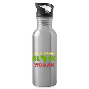Proud Son of Strong Black Woman - Water bottle with straw - silver - Right