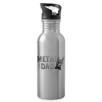 Metal Dad Cadeau Papa Heavy Metal Rock - Gourde avec paille intégrée - argent clair - Droite