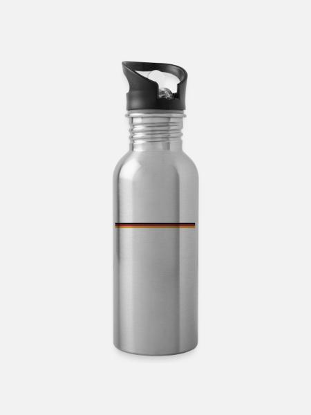 schwarz rot gold - Trinkflasche mit integriertem Trinkhalm - Lightsilver