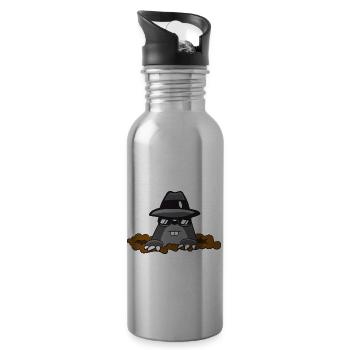 Mole earth mole hilarious agent secret s - Water bottle with straw - silver - Right