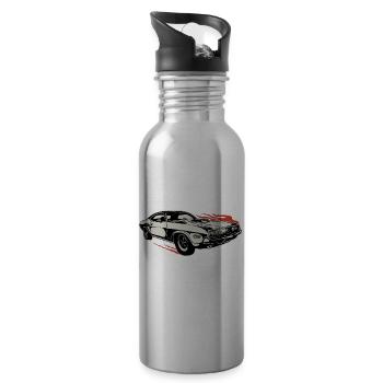 Vintage Muscle Car US Car Feuer oldschool - Trinkflasche mit integriertem Trinkhalm - Lightsilver - Rechts
