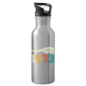 Vintage 1973 anniversaire rétro vintage cadeau - Gourde avec paille intégrée - argent clair - Droite