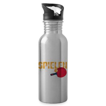 Lustiges Tischtennis Geschenk - Trinkflasche mit integriertem Trinkhalm - Lightsilver - Rechts