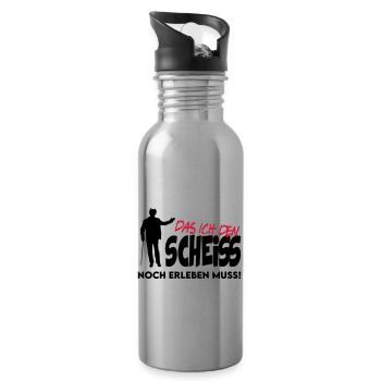 Rentner Alter Mann Scheisse erleben - Trinkflasche mit integriertem Trinkhalm - Lightsilver - Rechts