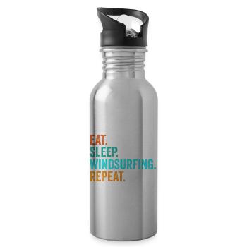 Windsurfen Surfen Surfer Geschenk - Trinkflasche mit integriertem Trinkhalm - Lightsilver - Rechts