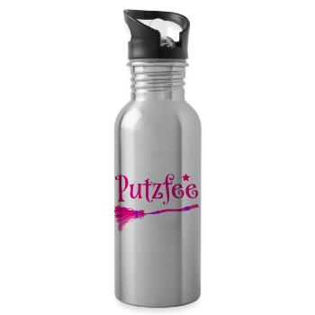 Putzfee Lustiger Spruch Putzfrau Haushalt Geschenk - Trinkflasche mit integriertem Trinkhalm - Lightsilver - Rechts
