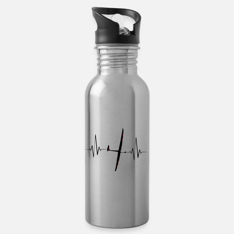 Glider Gliding Gliding Glider Flying - Water bottle with straw - silver