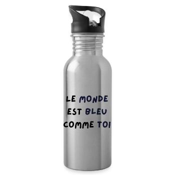 Le monde est bleu comme toi - Gourde avec paille intégrée - argent clair - Droite