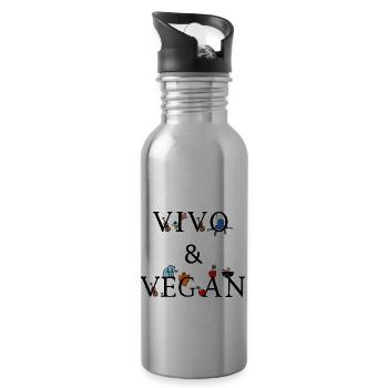 Vivo & Vegan - Trinkflasche mit integriertem Trinkhalm - Lightsilver - Rechts